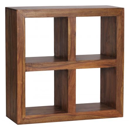 Low shelf made of Sheesham solid wood Apolo 157, color: Sheesham - Dimensions: 82 x 82 x 34 cm (H x W x D), handcrafted