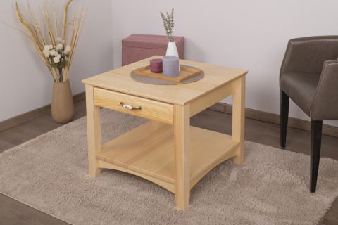 Coffee table solid pine wood, Natural Turakos 116 - Measurements 60 x 51 x 60 cm (W x H x D)