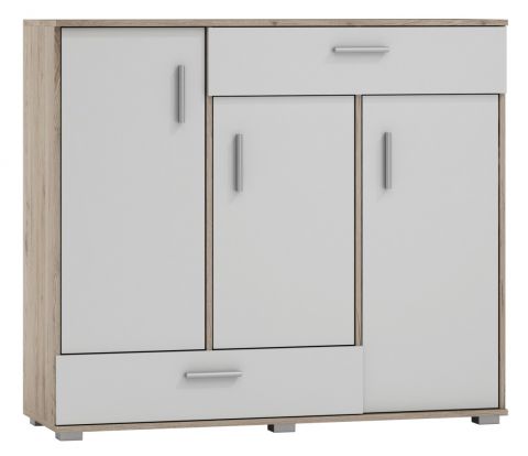 Chest of drawers Kavieng 02, colour: oak / white - Measurements: 110 x 125 x 40 cm (H x W x D)