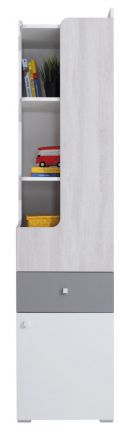 Children's room - Cabinet Floreffe 05, Colour: White / White Oak / Grey - Measurements: 190 x 45 x 40 cm (H x W x D)
