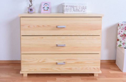 3 Drawer Chest Columba 07, solid pine wood, clearly varnished - H79 x W100 x D50 cm