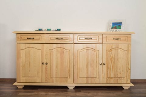 Sideboard Pipilo 15, 4 drawer, 4 door, solid pine wood, clearly varnished - H88 x W182 x D54 cm