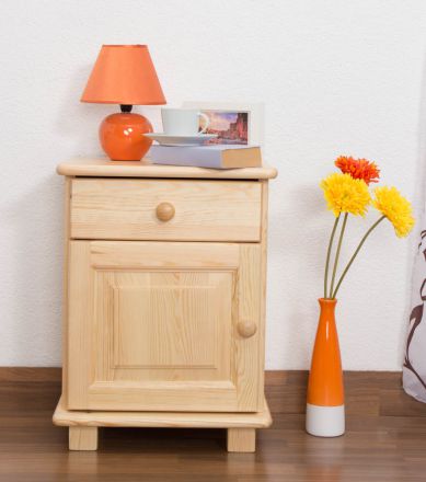 Bedside 011, solid pine wood, clearly varnished - H55 x W42 x D35 cm