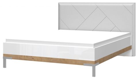 Double bed Faleasiu 21, Colour: White / Wallnut - Lying area: 160 x 200 cm (w x l)