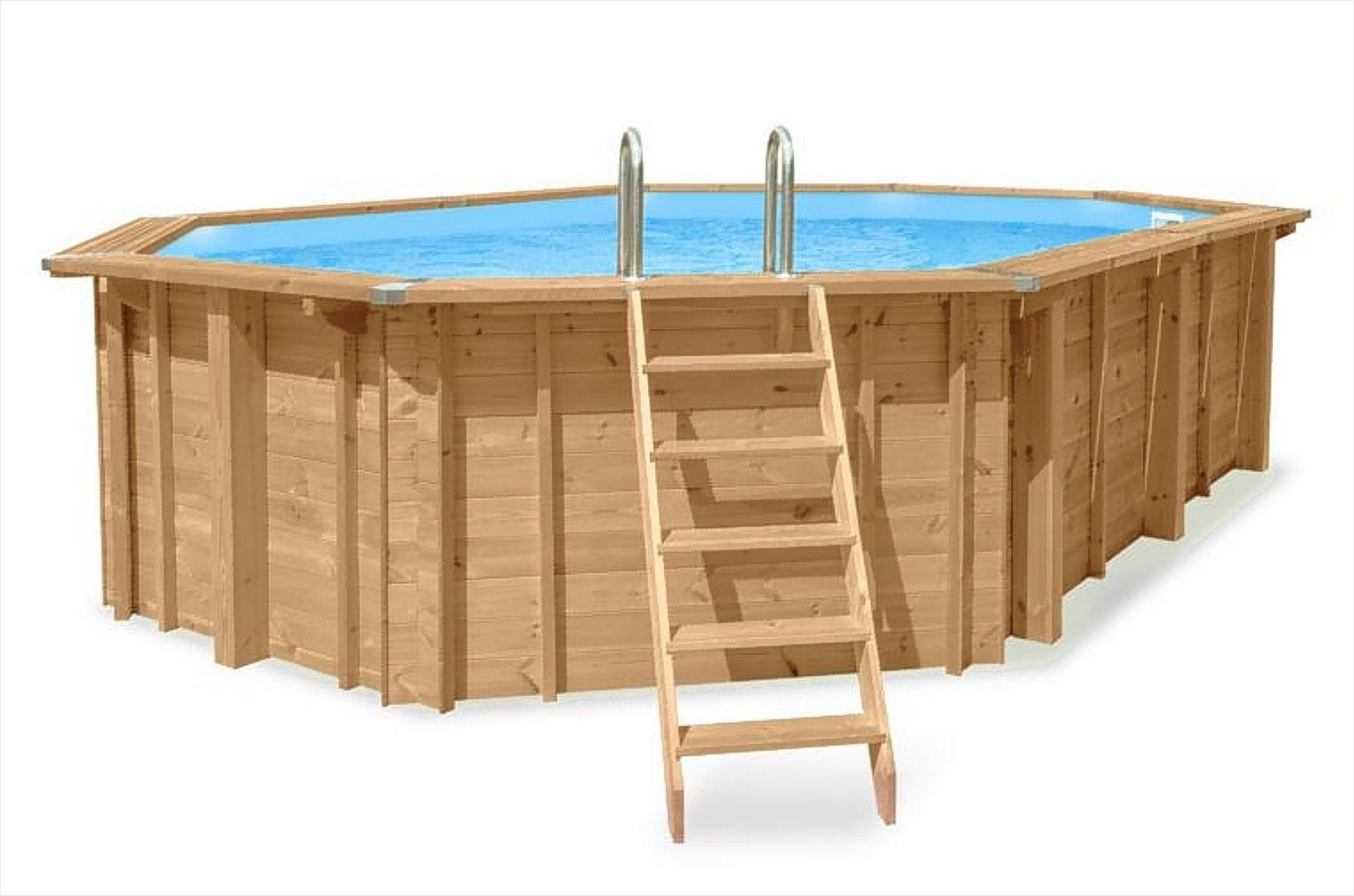 Sunnydream 07 wooden pool, oval, 8.40 x 4.90 meters, including premium filter system, filter medium, pool ladder, pool liner, floor and wall fleece, stainless steel corner joints