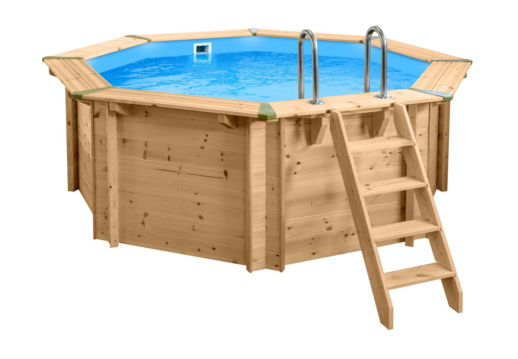Octagonal Sunnydream 02 above-ground pool, 3.55 x 1.16 meters, including premium filter system, filter medium, pool ladder, pool liner, floor and wall fleece, stainless steel corner joints
