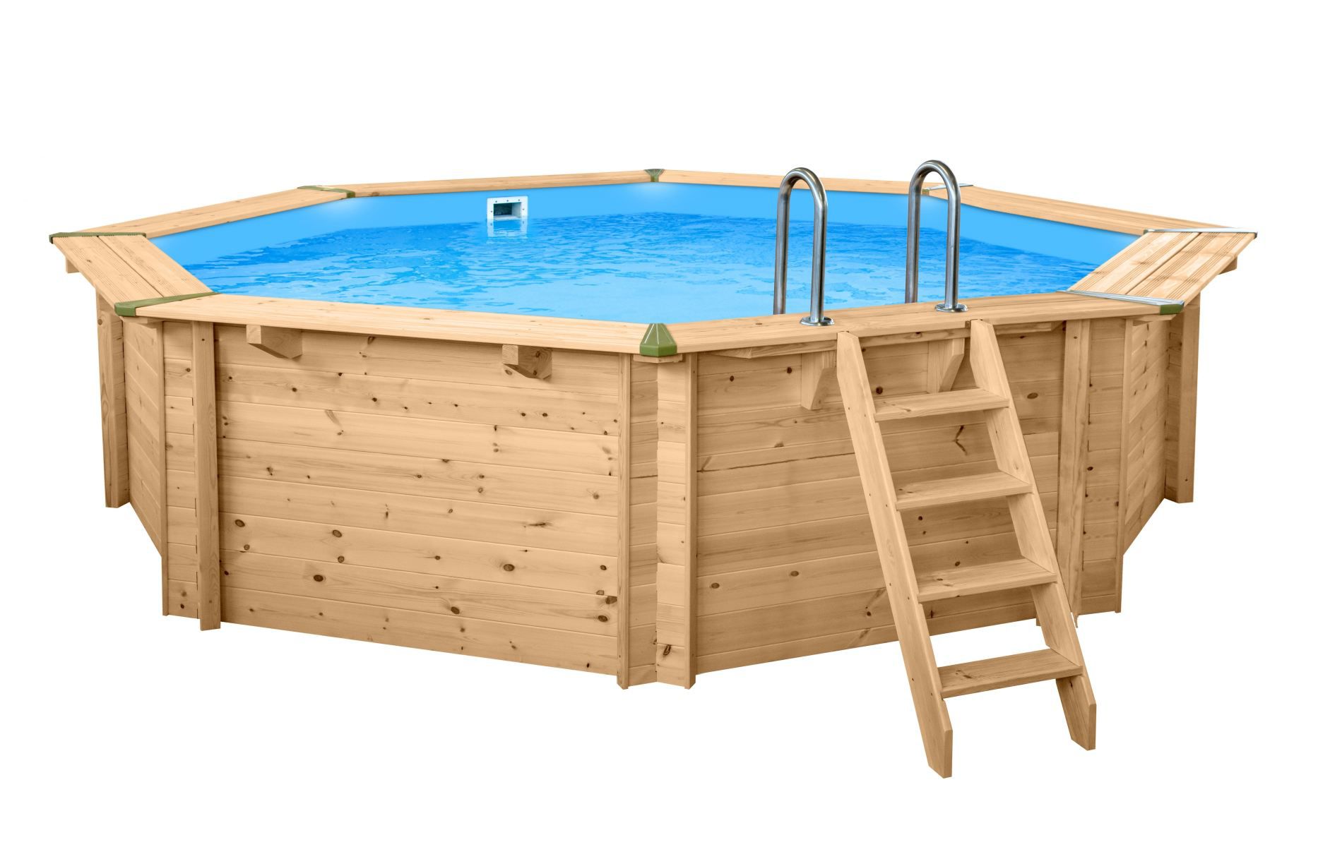Sunnydream 04 pine wood pool, natural, 5.30 x 1.36 meters, including premium filter system, filter medium, pool ladder, pool liner, floor and wall fleece, stainless steel corner joints