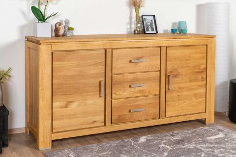 Chest of drawers / sideboard Balsa 02, Colour: Natural, oak part solid - 87 x 175 x 47 (H x W x D)
