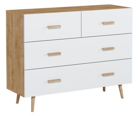 Chest of drawers Hohgant 02, Colour: Oak / White - 92 x 120 x 42 cm (H x W x D)
