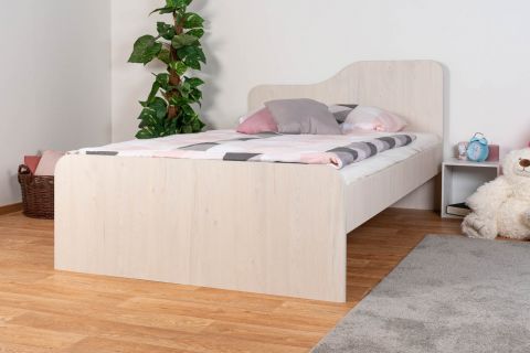 Luis 20 children's bed / youth bed incl. roll-away frame, color: white oak - 120 x 200 cm (W x L)