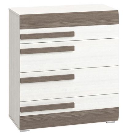 Chest of drawers Knoxville 08, Colour: Pine White / Grey - Measurements: 96 x 86 x 42 cm (h x w x d), with 4 drawers