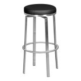 Classic round bar stool, color: beige / silver, 360° swivel & lavishly upholstered