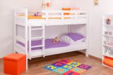 Bunk bed "Easy Premium Line" K21/n, head and foot part rounded, solid beech wood, white - 90 x 200 cm (w x l), divisible