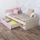 Children's bed / Kid bed Dennis 13 incl. drawer, Colour: Ash Purple - Lying surface: 80 x 195 cm (W x L)