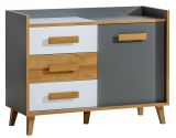 Caranx 6 chest of drawers, Colour: White / oak / anthracite - Measurements: 90 x 120 x 46 cm (H x W x D)