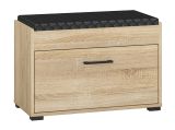 Bench with storage space / shoe cabinet Vacaville 03, Colour: Sonoma oak light - Measurements: 48 x 70 x 34 cm (H x W x D), with 2 doors and 3 compartments.