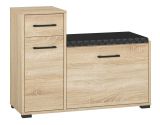 Bench with storage / shoe cabinet Vacaville 06, Colour: Sonoma oak light - Measurements: 68 x 90 x 34 cm (H x W x D), with 2 doors, 1 drawer and 4 compartments.