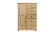 Wardrobe solid natural pine wood 015 - Dimensions 139 x 90 x 42 cm (H x B x T)