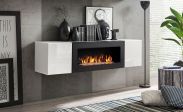 Chest of drawers with fireplace Raudberg 45, color: white / black - Dimensions: 40 x 160 x 40 cm (H x W x D), with two compartments