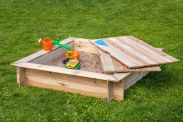 Sandbox Arenero square pine wood with lid to cover, Measurements: 120 x 120 x 24 cm (W x D x H)