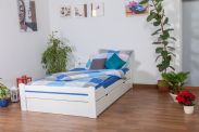 Kid bed "Easy Premium Line" K4, incl. 2 drawers and 1 cover panel, 140 x 200 cm solid beech wood, White lacquered