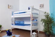 Bunk bed Mario, solid beech wood, convertible, white finished, incl. slatted frames - 90 x 200 cm