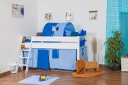 Children's bed / High sleeper Tom solid beech wood, includes slatted frame - Color: white paint finish