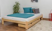Teenage bed solid, natural pine wood A10, including slatted frame - Measurements 160 x 200 cm