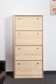 Shoe cabinet 001 solid, natural pine wood - Dimensions 150 x 72 x 29 cm (H x B x T)