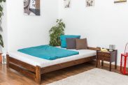 Futon bed/solid pine wood bed walnut coloured A9, including slats - Dimensions 140 x 200 cm