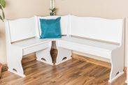 Corner Bench Dining Seat Junco 243, solid pine wood, white finish - W110 x L152 x H85 cm
