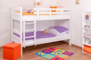 Bunk bed "Easy Premium Line" K21/n, head and foot part rounded, solid beech wood, white - 90 x 200 cm (w x l), divisible