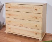 4 Drawer Chest Junco 137, solid pine wood, clearly varnished - H82 x W100 x D42 cm