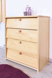 Shoe cabinet solid, natural pine wood Junco 221 - Dimensions 80 x 72 x 40 cm