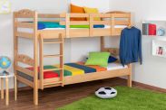 Bunk bed "Easy Premium Line" K19/n, head and foot part with holes, solid beech wood natural - 90 x 200 cm (w x l), divisible