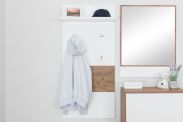 Wardrobe Manase 12, Color: Oak Brown/White glossy - 126 x 59 x 22 cm (H x W x D)