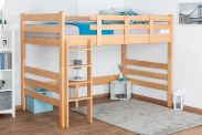 Loft bed for adults "Easy Premium Line" K23/n, solid beech wood, natural lacquered, divisible - Lying surface: 120 x 200 cm