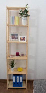 Tall 6-Tier Shelving Unit Junco Tallboy 54D, solid pine, clearly varnished - H200 x W50 x D30 cm