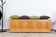Bench with storage solid pine wood Alder Color 179 – Dimensions: 50 x 154 x 46 cm (H x W x D)