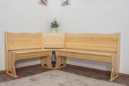 Corner Bench Dining Seat Junco 243, solid pine wood, clear finish - W140 x L180 x H85 cm