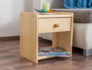 Bedside table solid, natural pine wood Junco 126 - Dimensions 40 x 40 x 27 cm