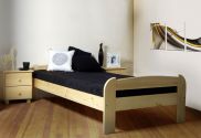 Children's bed / Youth bed A11, solid pine wood, clearly varnished, incl. slatted frame - 90 x 200 cm