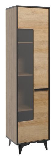 Display cabinet Altels 10, Colour: Riviera Oak / Dark Brown - 185 x 48 x 40 cm (H x W x D)