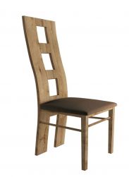 Chair Selun 15, Colour: Oak dark brown / Brown Upholstery - 97 x 43 x 40 cm (H x W x D)