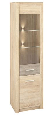 Display case Mesquite 04, Colour: Sonoma oak light / Sonoma oak truffle - Measurements: 199 x 54 x 40 cm (H x W x D), with 2 doors and 5 compartments.
