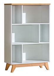 Bookcase Panduros 06, Colour: White Pine / Brown Oak - Measurements: 128 x 80 x 40 cm (H x W x D)