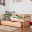 Single bed "Easy Premium Line" K1/h/s incl. trundle bed frame and cover plates, solid beech wood, clearly varnished - 90 x 200 cm