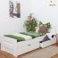 Single bed / Guest bed K2 "Easy Premium Line" incl. 2 drawer and 2 cover plates, solid beech wood, white - 90 x 200 cm