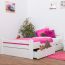 Youth bed "Easy Premium Line" K4 incl. 2 underbed drawer and 1 cover plate, solid beech wood, white - 120 x 200 cm