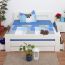 Youth bed "Easy Premium Line" K6 incl. 4 drawers and 2 cover plates, solid beech wood, white - 160 x 200 cm 